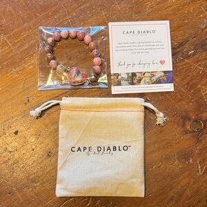 Cape Diablo Pink Beaded Bracelet with Heart Charm